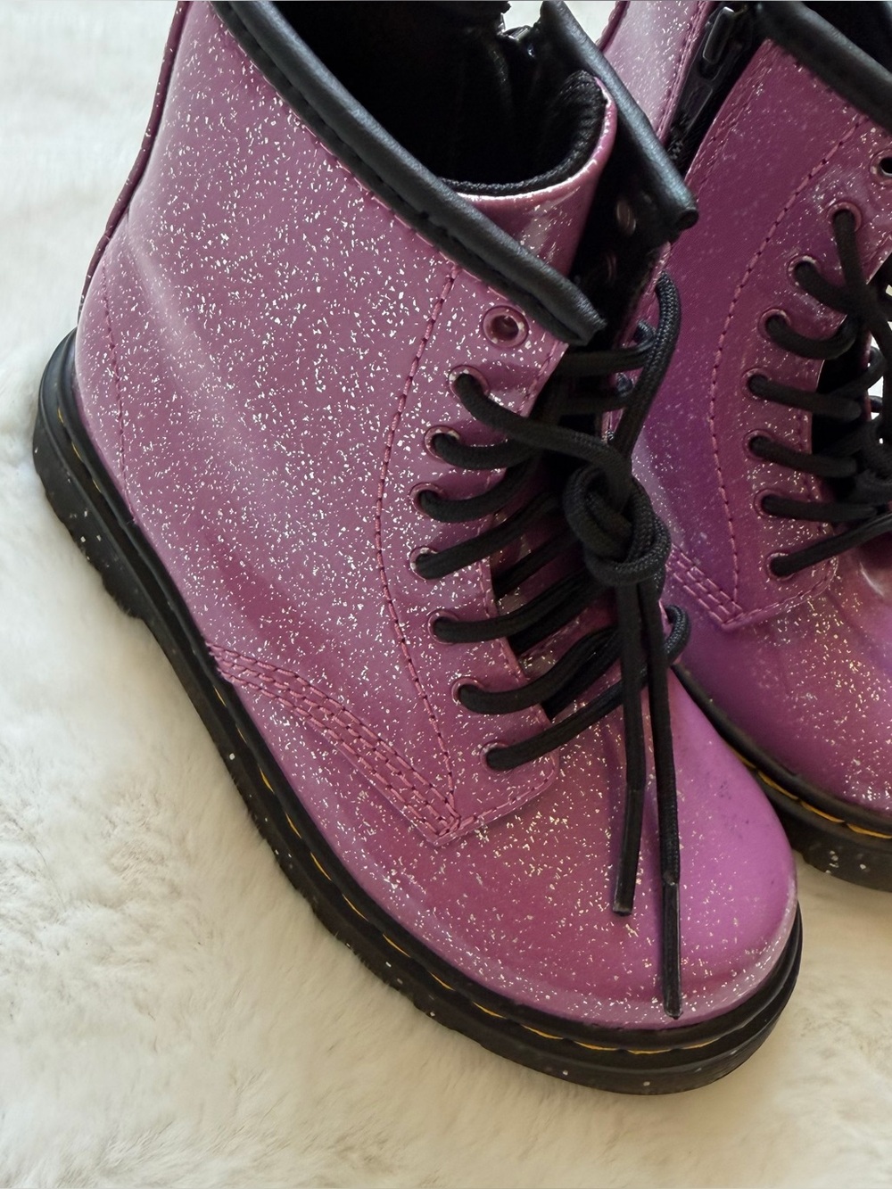 Dr. Martens | NWOT - 1460 Junior Glitter Lace Up Boots - Pink - Size 10 - Picture 6 of 9